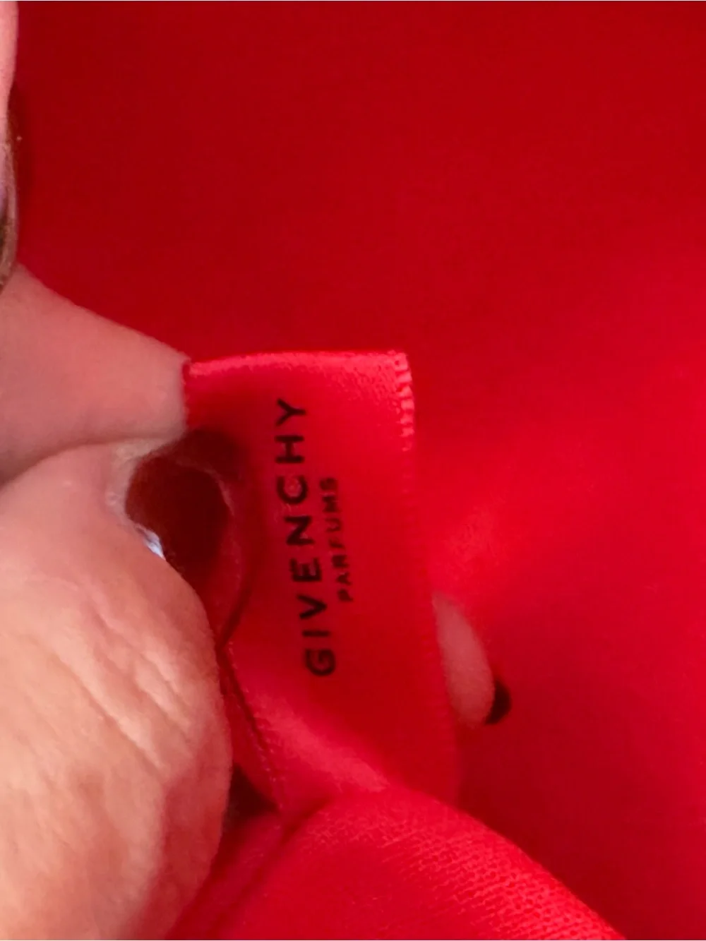 Red Quilted givenchy perfumes nwot Cosmetic zipper Pouch with Silver Logo